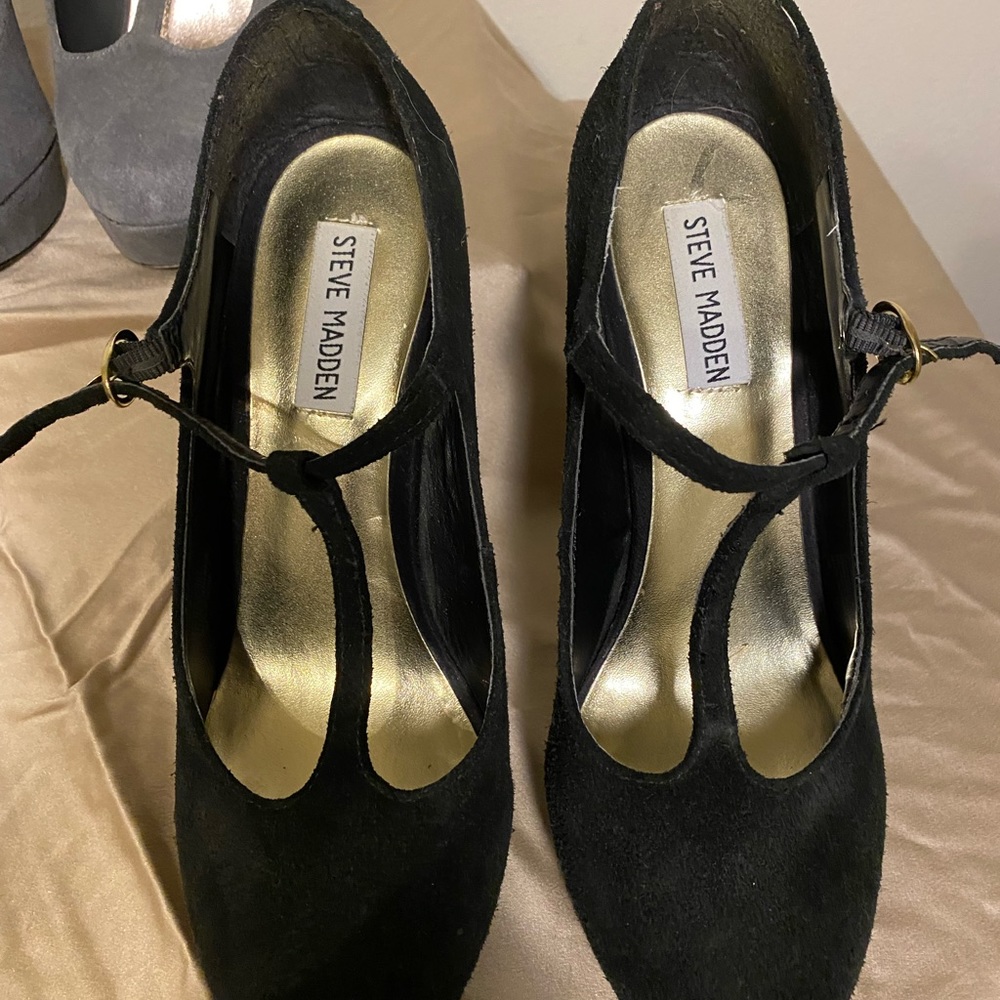 Steve Madden P-Gerryy Suede Heels - Size 9 Black